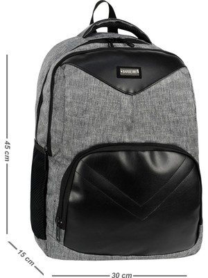 Keten Kumaş Full Astarlı Laptop Bölmeli Günlük Okul Sırt Çantası