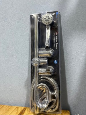 5 Fonksiyonlu Sürgülü Duş Seti, Sabunluk ve Spiral Hortum ile Gri Renk