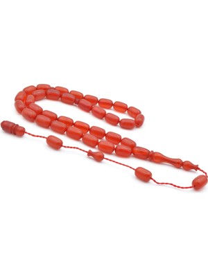 Sistemli Kapsül Kesim Bilek Boy Turuncu Sıkma Kehribar Tesbih 001