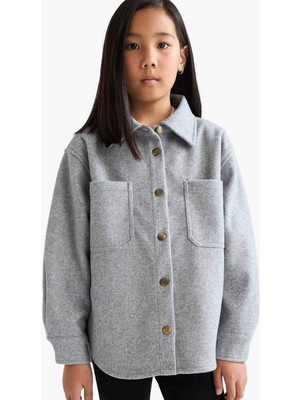 DeFacto Uzun Kollu Çıtçıtlı Gömlek Ceket Kız Çocuk F2271A825AU