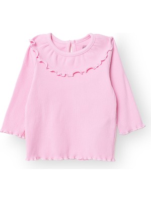 Hellobaby Kız Bebek Yenidoğan Sweatshirt Düğmeli Kaşkorse Bisiklet Yaka Uzun Kol