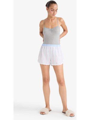 DeFacto Regular Fit Gofre Dokulu Çizgili Şort Pijama Altı F8932AX25HS