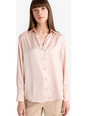 DeFacto Regular Fit Saten Uzun Kollu Gömlek G1920AX25AU