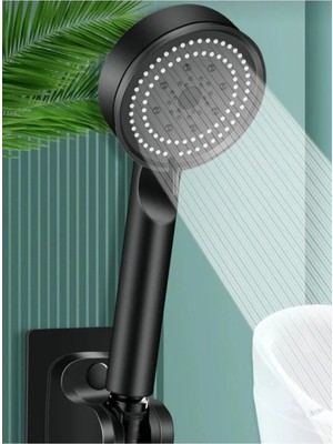 Yüksek Basınçlı Çok Fonksiyonlu Siyah Duş Seti ve Yapışkanlı Duş Askısı
