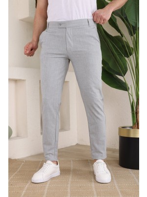 Erkek Slim Fit Likralı Bilek Boy Kumaş Pantolon