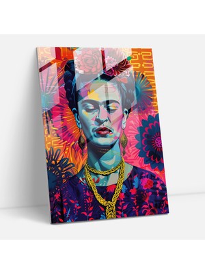 Popcas Frida Kahlo Tarzı Cam - Frida Kahlo Eserleri Modern Sanat Cam