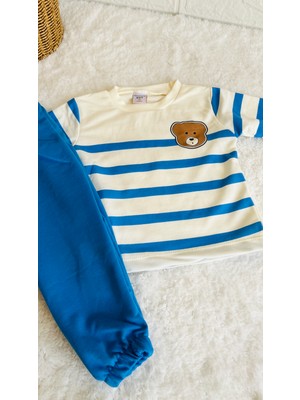 Erkek Bebek ve Çocuk Ayıcık Baskılı Pamuklu Alt ve Üst Takım