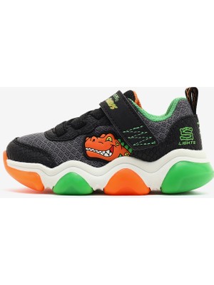 Skechers Mighty Glow 2.0-Dino-Bolt Küçük Erkek Çocuk Siyah Işıklı Spor Ayakkabı 403501N Bkor