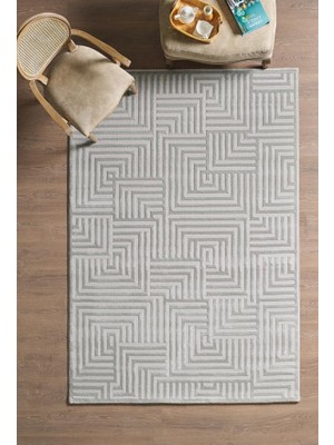 Motifli Gri Modern Yumuşak Polipropilen Jüt Halı Salon Oturma Odası Yolluk Mutfak Koridor Halısı