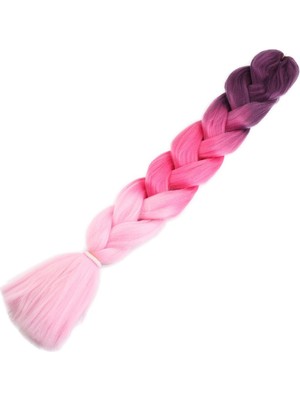 Afrika Örgüsü ve Rasta Için Sentetik Ombreli Saç / Koyu Pembe / Pembe / Açık Pembe