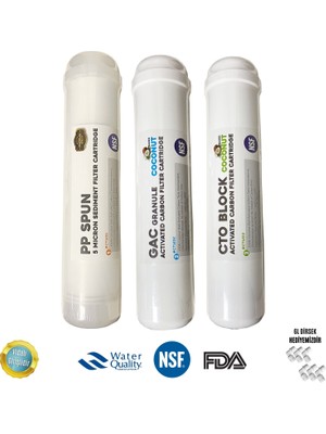 Evora Kapalı Kasa Su Arıtma Cihazı Filtresi 3'lü 12" Jaco Filtre Seti