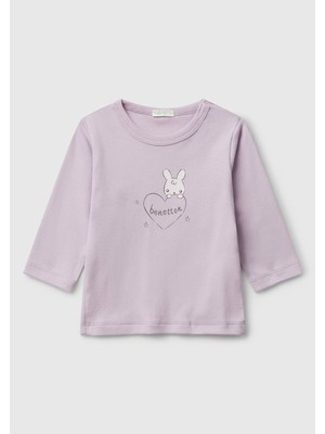 Benetton Yenidoğan Lila Uzun Tshırt 3I9WA106M-25K-026