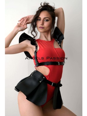 Deri Elbise, Deri Takım Harness Elbise, Dansçı Elbisesi, Seksi Dansçı Kostüm BRF1001