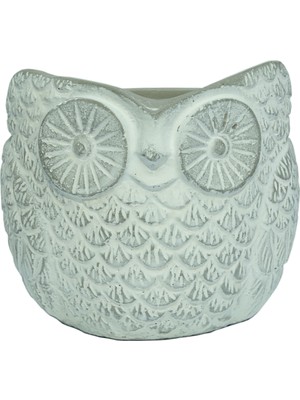 Baykuş Saksı Küçük Boy Beyaz