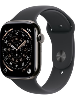 Apple Watch Series 11 Gps + Cellular, 42 mm arduvaz Titanyum kasa ve Siyah Spor kordon - S/m
