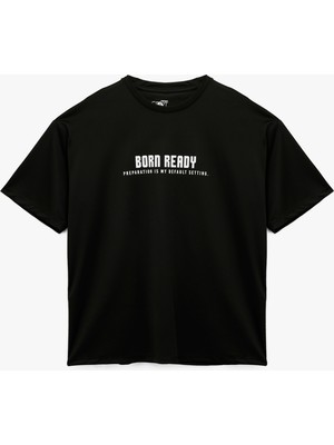 Kısa Kollu Bisiklet Yaka Baskılı Oversize Spor Tişört