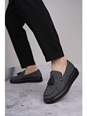 ET154 Blaze Bağcıksız Püsküllü Keten Erkek Günlük Spor Klasik Ayakkabı St - Gri