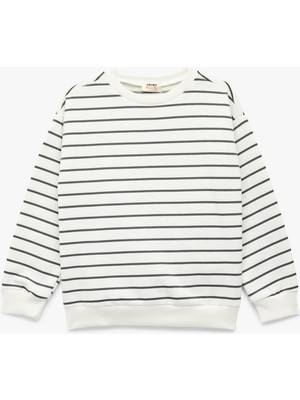 Uzun Kollu Bisiklet Yaka Pamuklu Şardonlu Oversize Sweatshirt