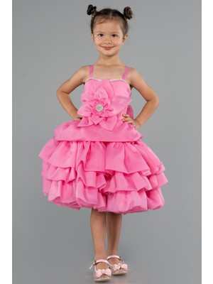 Askılı Etekleri Katlı Kısa Kız Çocuk Abiye ABK2433