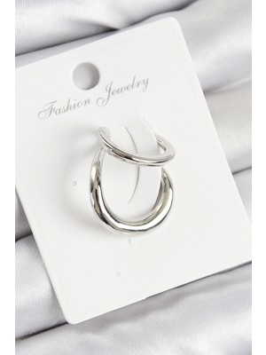 Bfs Pirinç Halka Model Gümüş Renk Sağ Kıkırdak Küpe