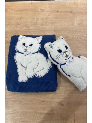 Oyuncak Hediyeli Bebek Triko Battaniye 90X90 cm Lacivert