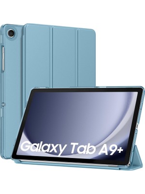 Samsung Galaxy Tab A9 Plus 11 Inç Kılıf Smart Uyku Modlu Standlı Şeffaf Kapaklı SM-X210 (Uyumlu)