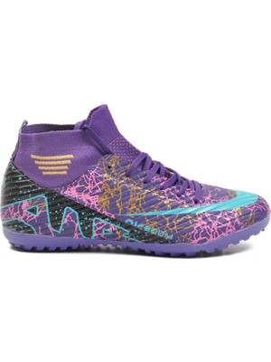 Mor Turkuaz Çoraplı Erkek Halı Saha Ayakkabısı Air 565 M