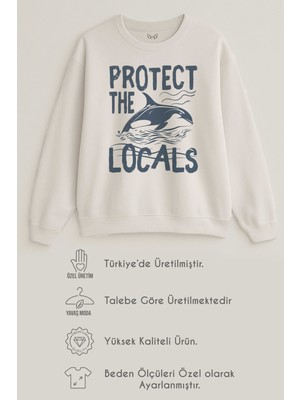 Orca Siyah Beyaz Baskılı 3 Iplik Ekru Sweat (Çocuk -Yetişkin)