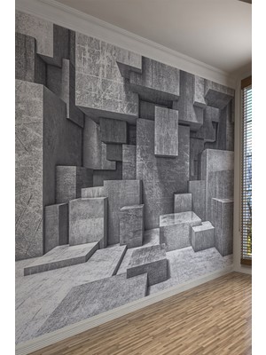 Modern 3D Tek Parça Beton Duvar Kağıdı