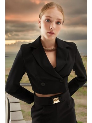 Kruvaze Crop Blazer Ceket