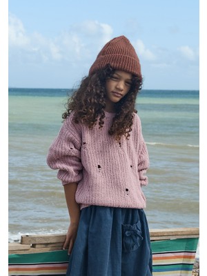 Cigit Selanik Triko Kazak 2-8 Yaş Pudra Pembe