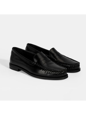 Kadın Siyah Klasik Deri Loafer