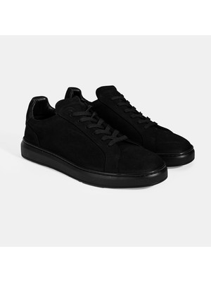 Erkek Siyah Bağcıklı Günlük Nubuk Deri Ayakkabı