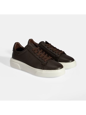 Desa Erkek Kahve Bağcıklı Deri Sneaker