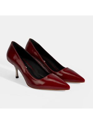 Kadın Bordo Deri Stiletto