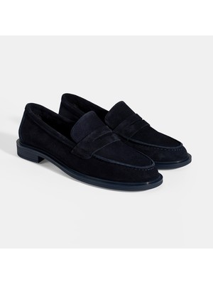 Kadın Lacivert Süet Loafer
