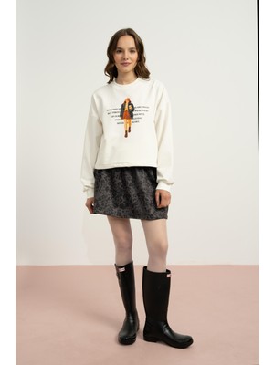 Loco Loco Loeparlı Süet Kız Etek - Antrasit