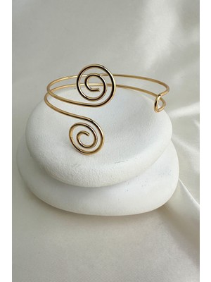 Altın Rengi Spiral Kıvrımlı Ayarlanabilir Kol Aksesuarı(Çapı:9cm)