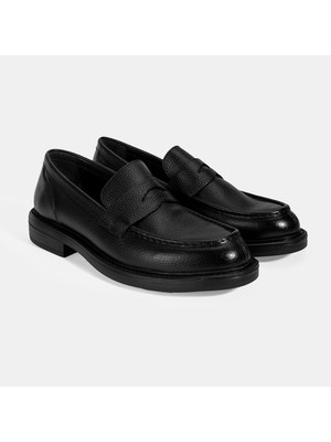 Erkek Siyah Deri Loafer