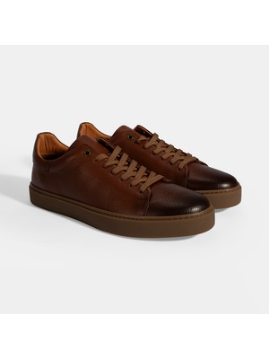 Desa Erkek Taba Bağcıklı Deri Sneaker