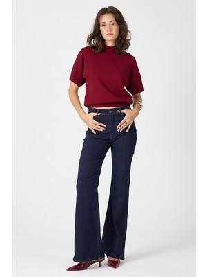 Laci Yüksek Bel Flare Kesim Kadın Jean Pantolon 12036