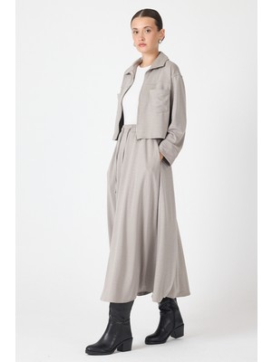 Gri Yumuşak Dokulu Ceket Etek Takım 8150A