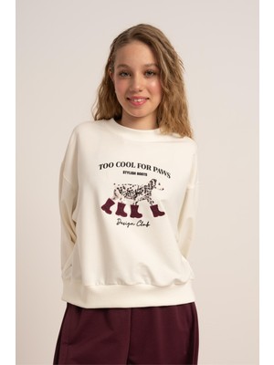 Loco Loco Dalmaçyalı Kız Sweat - Ekru