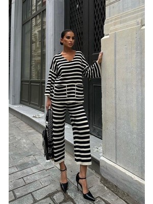 Candy Çizgili Straight Fit Pantolon Takım 9705-015