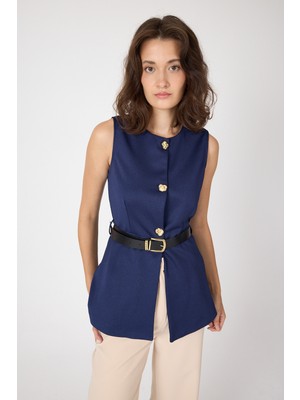 Laci Gold Düğmeli Kemerli Yelek 8145A