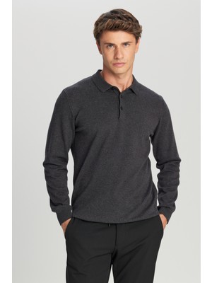 Pamuklu Standart Fit Normal Kesim Polo Yaka Triko Kazak