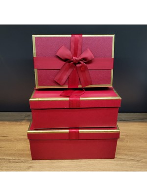 Tasarım 3'lü Kurdeleli Hediye Kutusu Seti