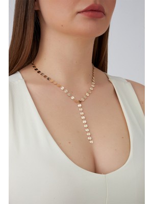 Altın Rengi Pul Zincir Y Kolye (60CM)