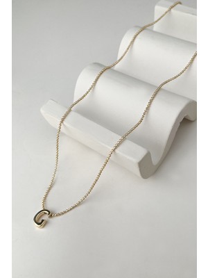 Altın Rengi Üç Boyutlu G Harfi Kolye (45+5cm)