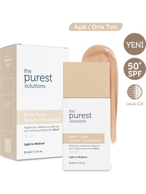 Cilt Tonu Eşitleyici & Leke Karşıtı  Serum Fondöten  Spf 50+, 30 ml – Açık / Orta Ton